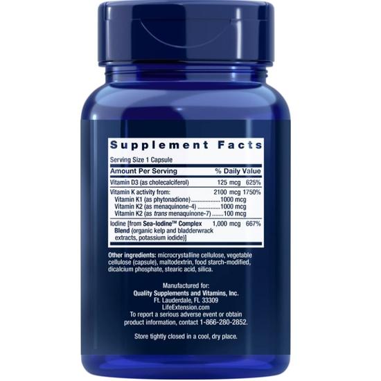 Life Extension Vitamins D & K With SeaIodine Capsules Cosmetify