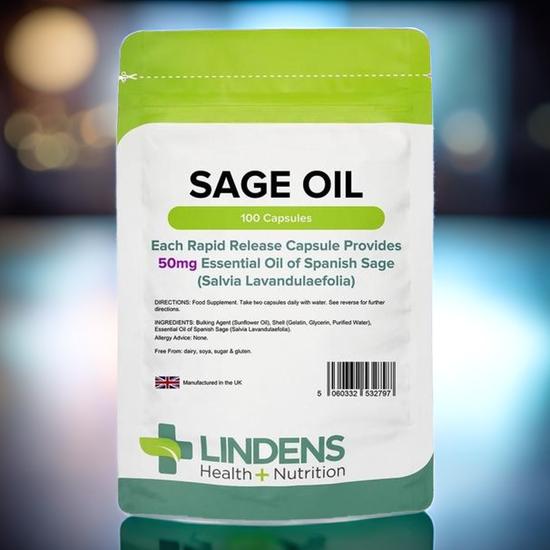 Lindens Sage 50mg Essential Oil Capsules 100 Capsules