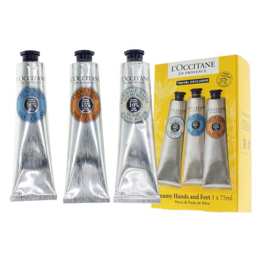 L'Occitane Hand & Foot Creams Set With Hand Scrub 3 x 75ml