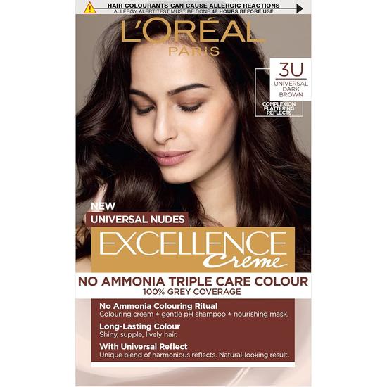 L'Oreal Paris Excellence Creme No Ammonia Triple Hair Colour 2U Universal Darkest Brown