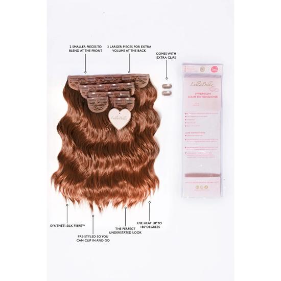 LullaBellz Super Thick 16'' 5 Piece Brushed Out Wave Clip In Hair Extensions Caramel Blonde