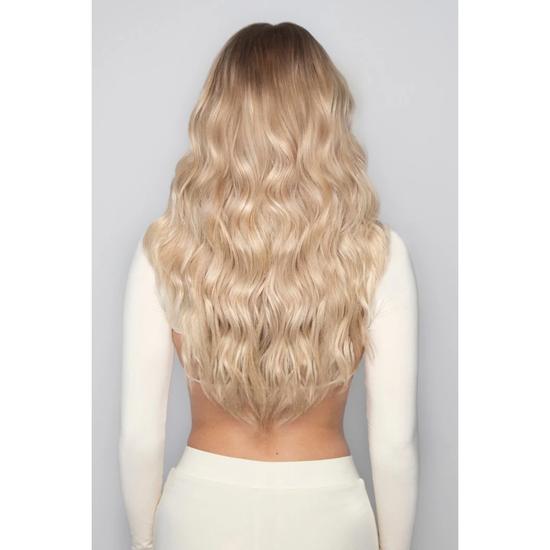 LullaBellz Super Thick 16'' 5 Piece Brushed Out Wave Clip In Hair Extensions Caramel Blonde