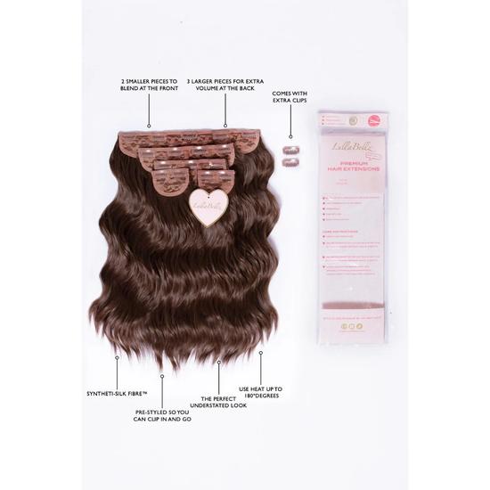 LullaBellz Super Thick 16'' 5 Piece Brushed Out Wave Clip In Hair Extensions Caramel Blonde