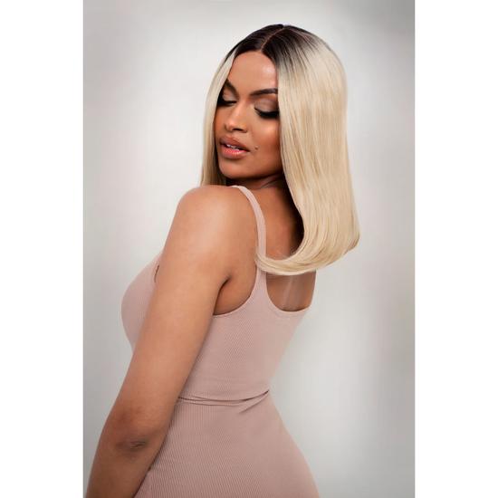 LullaBellz The Britney Light Golden Blonde Curved Lob Lace Front Wig