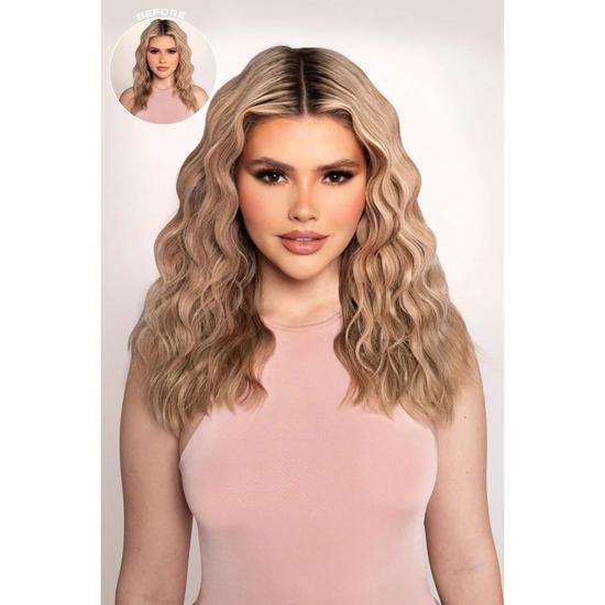 LullaBellz Thick 14" 1 Piece Textured Wave Clip-in Hair Extensions Caramel Blonde