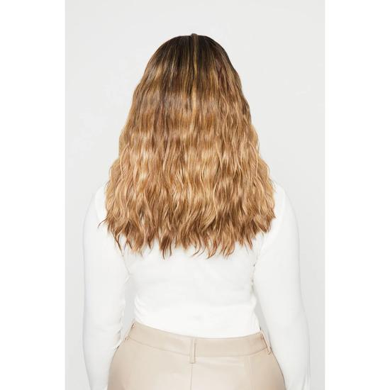 LullaBellz Thick 14" 1 Piece Textured Wave Clip-in Hair Extensions Caramel Blonde