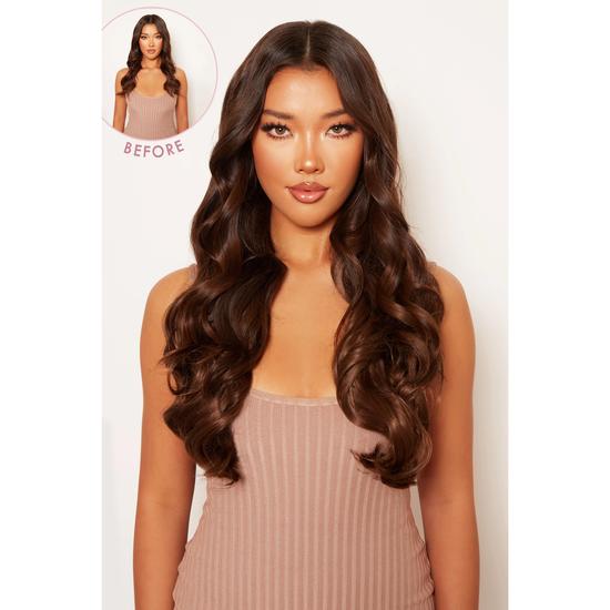 LullaBellz Thick 20" 1 Piece Curly Clip In Hair Extensions Caramel Blonde
