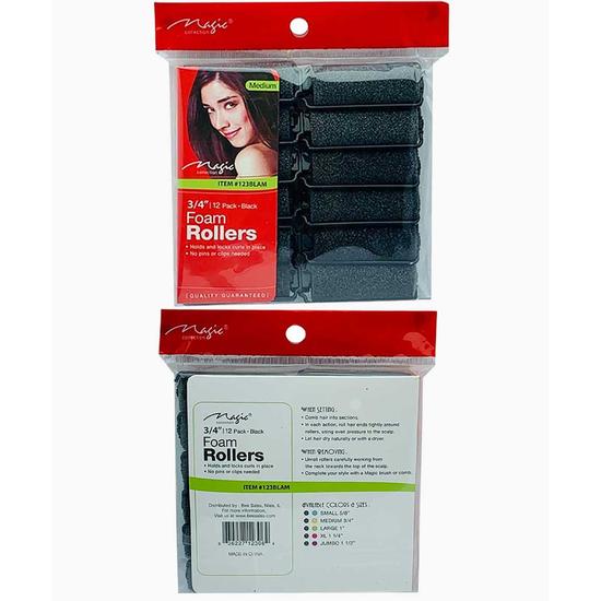 Magic Collection Foam Hair Rollers Medium 12 x 3/4 inch