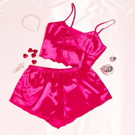 Mallows Beauty Satin PJ Set Women's Loungewear Comfort Nightwear L/XL
