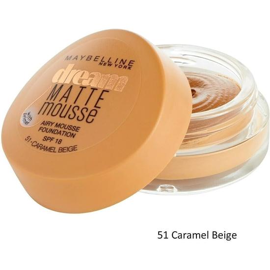 Maybelline Dream Matte Mousse Makeup Foundation + Primer 51 Caramel Beige