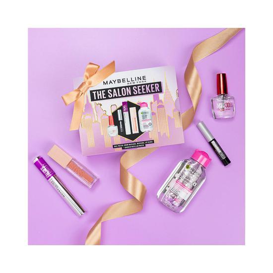 Maybelline The Salon Seeker Gift Set Nail Polish + Brow Mascara + Mascara + Lip Gloss + Garnier Micellar Water