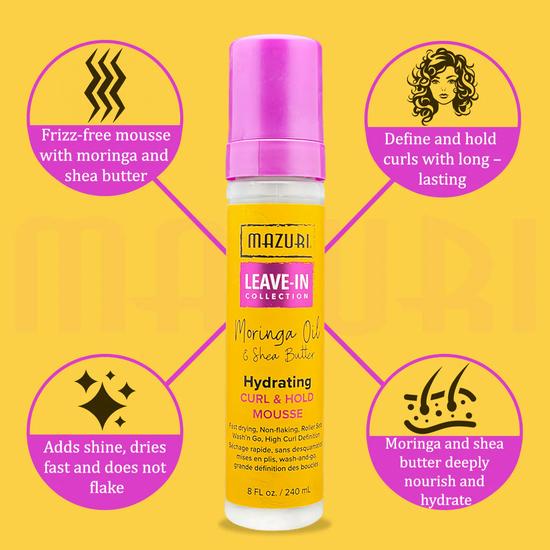 Mazuri Leave-In Collection Hydrating Curl & Hold Mousse 240ml