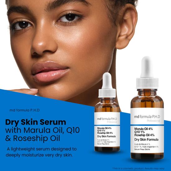 MD Formula Dry Skin Serum Marula Oil 4%, Q10 1%, Rosehip Oil 4% Twin Value Savings Pack 30ml