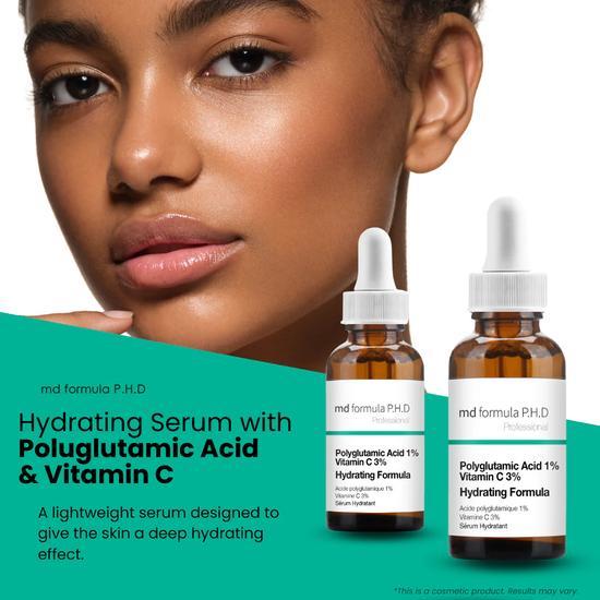 MD Formula Hydrating Serum Polyglutamic Acid 1%, Vitamin C 3% Twin Value Savings Pack 30ml