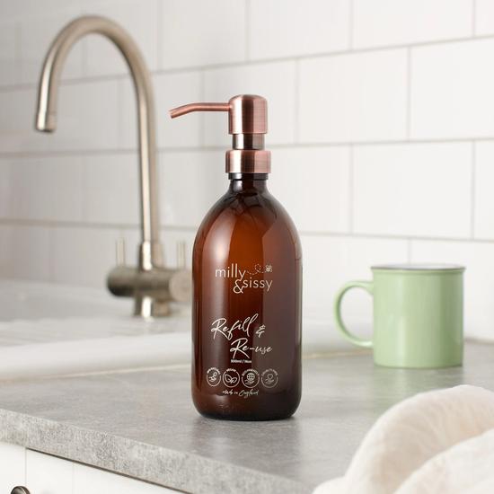 Milly & Sissy British-made Amber Glass Bottle With Bronzed Pump