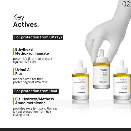 Minimalist Hair Care Frizz Control Complex SPF 30 Hair Serum 50ml