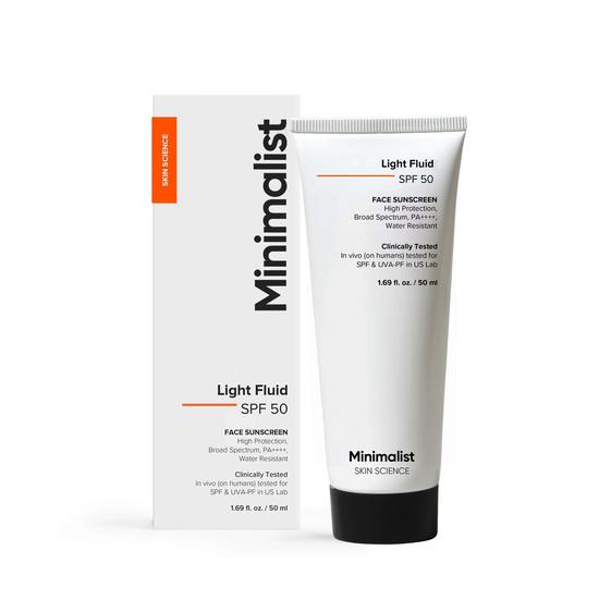 Minimalist Skin Care Light Fluid SPF 50 Face Sunscreen 50ml
