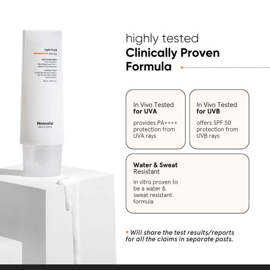 Minimalist Skin Care Light Fluid SPF 50 Face Sunscreen 50ml