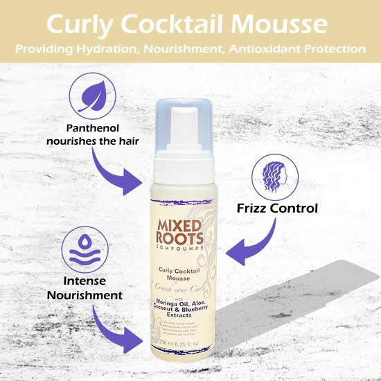 Mixed Roots Curly Cocktail Mousse Moringa Oil Aloe Coconut Extracts 236ml
