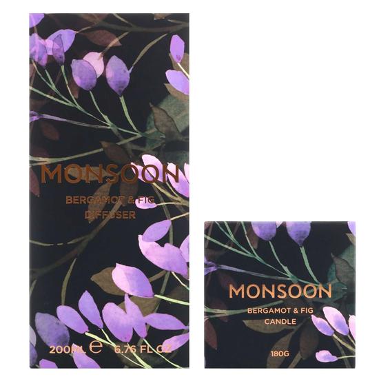 Monsoon One Bergamot & Fig Candle 180g & Diffuser 200ml