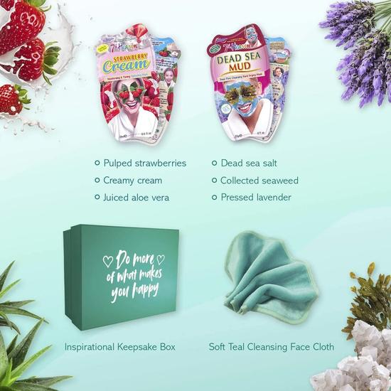 Montagne Jeunesse 7th Heaven Beauty Box Of Treats Gift Pack With 8 Facial Skin Care Masks Includes a Decorated Keepsake Box and Cleansing Face Cloth