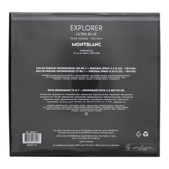 Montblanc Explorer Ultra Blue 3 Eau De Parfum Piece Gift Set 100ml