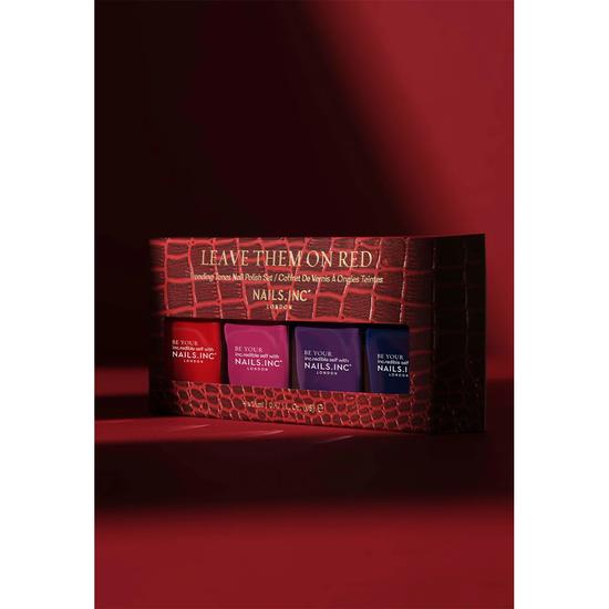 Nails Inc Leave Them On Red 4-Piece Nail Polish Set