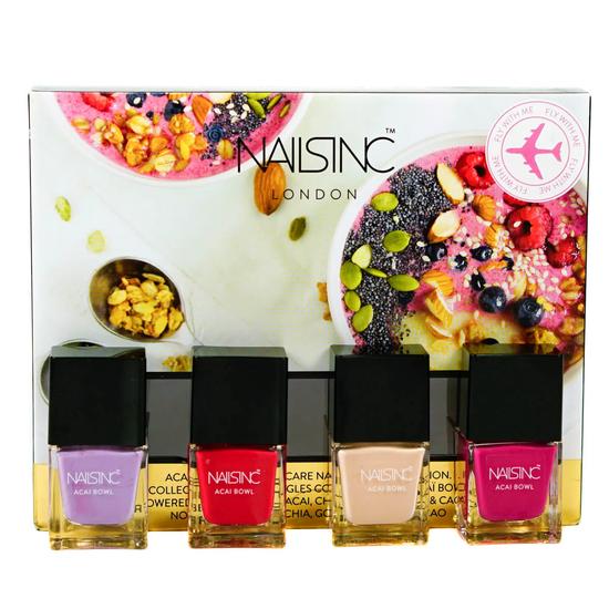 Nails Inc Nail Polish Set Red Pink Neutral Lilac 4 x 5ml