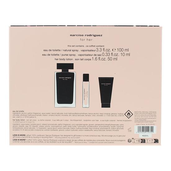 Narciso Rodriguez For Her Eau De Toilette Gift Set For Her Eau De Toilette 50ml + Body Lotion 50ml + Shower Gel 50ml