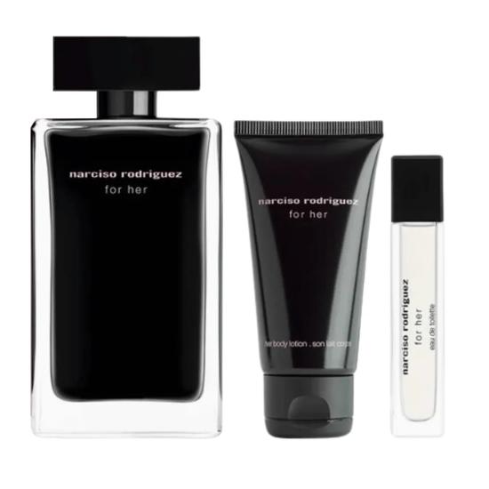 Narciso Rodriguez For Her Gift Set 100ml Eau De Toilette + 50ml Body Lotion + 10ml Eau De Toilette