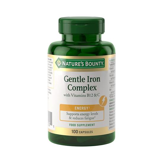 Nature's Bounty Gentle Iron Complex With Vitamins B12 & C Capsules 100 Capsules