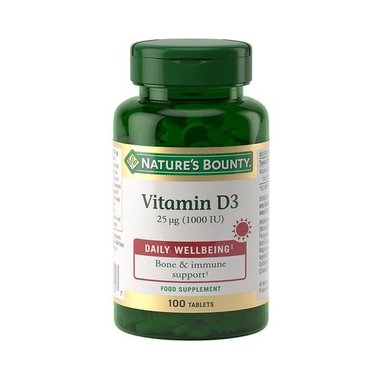 Nature's Bounty Vitamin D3 25ug 1000iu Tablets 100 Tablets