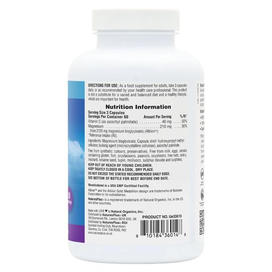 Nature's Plus Magnesium Bisglycinate Capsules 180 Capsules