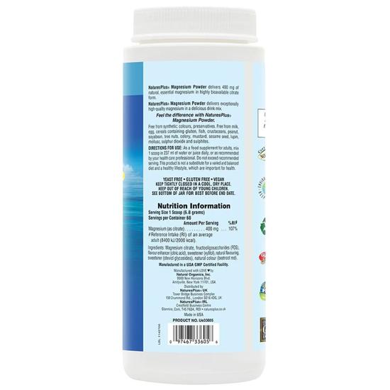 Nature's Plus Magnesium Powder Pink Lemonade 408g