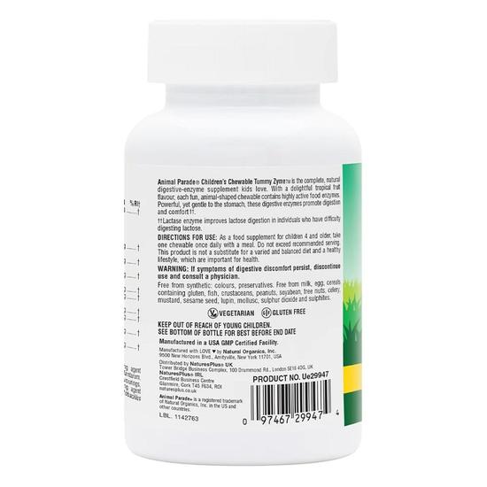 Nature's Plus Natures Plus Animal Parade Tummy Zyme Chewables 90 Chewables