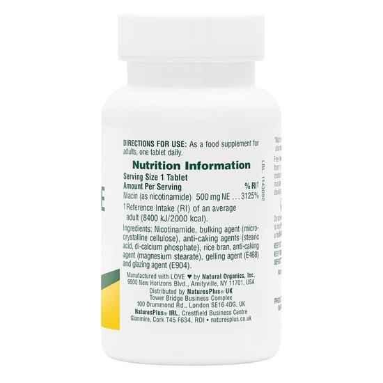 Nature's Plus Natures Plus Niacinamide 500mg Tablets 90 Tablets