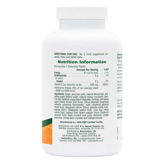 Nature's Plus Natures Plus Orange Juice C 500mg Chewable Tablets 90 Tablets