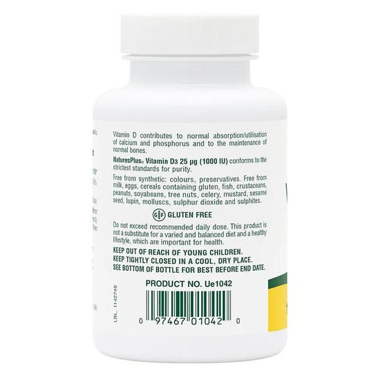 Nature's Plus Natures Plus Vitamin D3 1000iu Softgels 180 Softgels