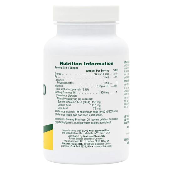 Nature's Plus Ultra Evening Primrose Oil 1, 500mg Softgels 60 Softgels