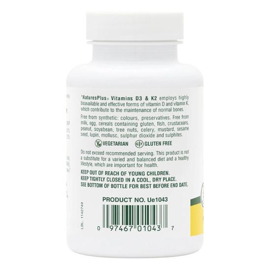 Nature's Plus Vitamin D3 1000iu With K2 100mcg Vegicaps 90 Vegicaps