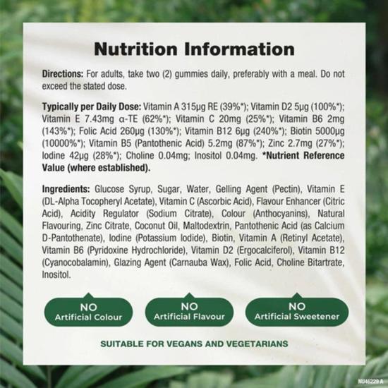 Nature's Truth Hair Skin & Nails Biotin 5000ug Raspberry Gummies 60 Gummies