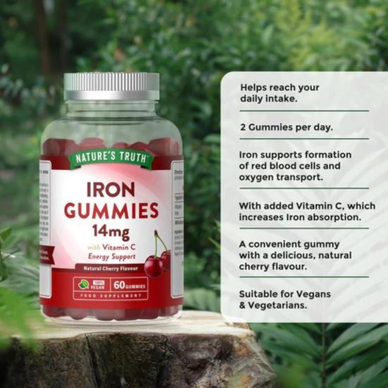 Nature's Truth Iron 14mg Cherry Gummies 60 Gummies