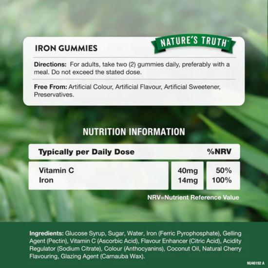 Nature's Truth Iron 14mg Cherry Gummies 60 Gummies