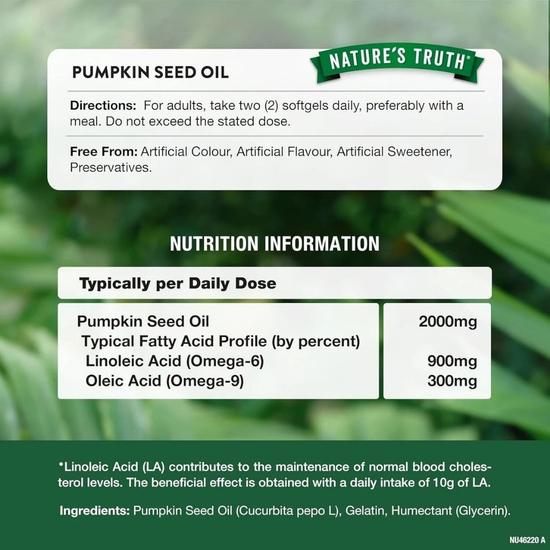 Nature's Truth Pumpkin Seed Oil 2000mg Softgels 60 Softgels