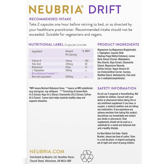 Neubria Drift Sleep Vegan Capsules 60 Capsules