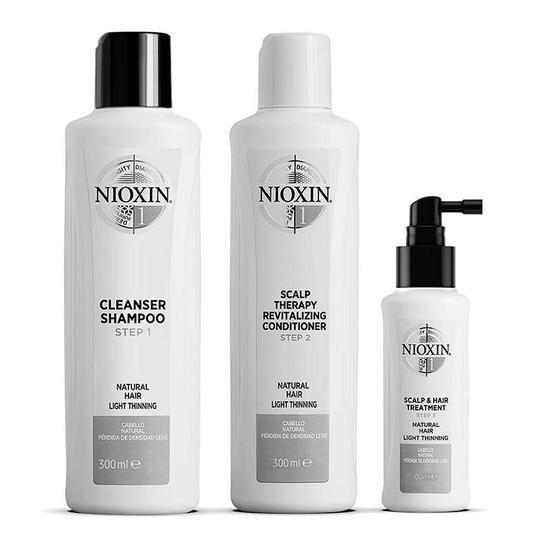 Nioxin Kit System 1 300ml Shampoo, 300ml Conditioner + 100ml Scalp Treatment