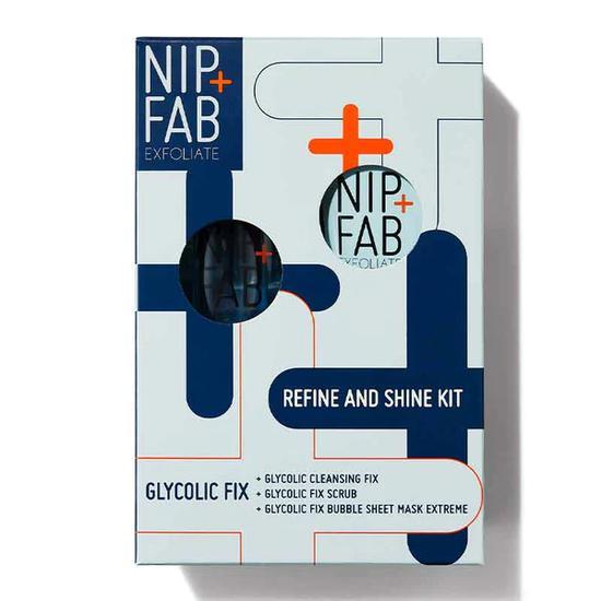 NIP+FAB Glycolic Fix Refine & Shine Kit Glycolic Extreme Bubble Mask + Cleansing Fix + Fix Scrub