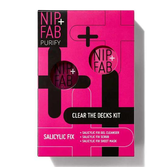 NIP+FAB Salicylic Acid Clear The Decks Kit Salicylic Gel Cleanser + Scrub + Sheet Mask