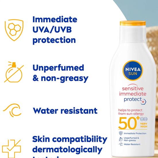Nivea Sun Care Sensitive Allergy Protect Sun Cream Lotion SPF 50+ 200ml
