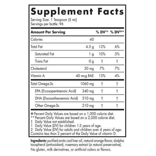 Nordic Naturals Arctic Cod Liver Oil 1060mg Orange 237ml
